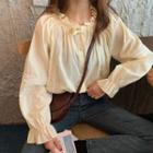 Ruffled Bell-sleeve Blouse Almond - One Size