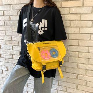 Transparent Panel Flap Crossbody Bag / Bag Charm