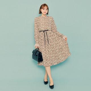 Lace-trim Floral Print Midi Dress With Sash
