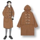Hooded Toggle Long Coat Coffee - One Size
