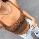 Cropped Faux Leather Camisole Top
