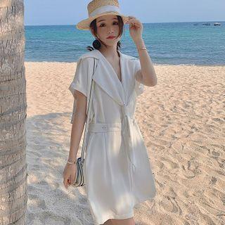 Short Sleeve Notch Lapel Plain Romper