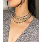 Layered Chain Necklace 1425 - Silver - One Size