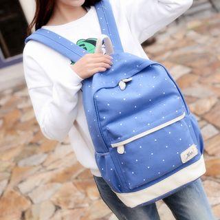 Set: Polka Dot Canvas Backpack + Crossbody Bag + Zip Pouch