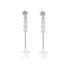 Sterling Silver Simple Fashion Star Shell Tassel Earrings Silver - One Size