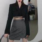 Tie-waist Cropped Blazer Black - One Size