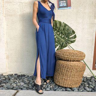 Tie-waist Sleeveless Sleek Jumpsuit