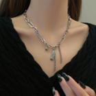 Stainless Steel Chained Necklace Silver - One Size