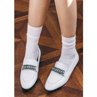 Faux-pearl Chain-strap Loafers
