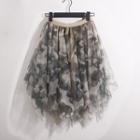 Camouflage Asymmetrical Mesh A-line Skirt Camouflage - Green - 60-95cm