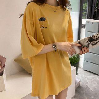 Elbow-sleeve Embroidered T-shirt / Set