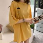 Elbow-sleeve Embroidered T-shirt / Set