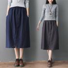 Asymmetric Buttoned Midi Skirt