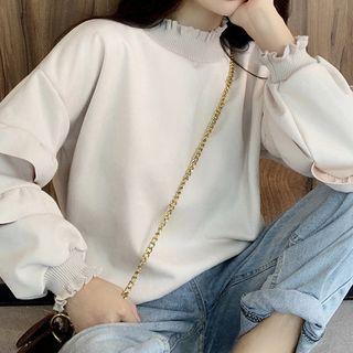 Frill-trim Mock-neck Sweatshirt