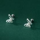 Butterfly Faux Pearl Sterling Silver Earring 1 Pair - Silver - One Size