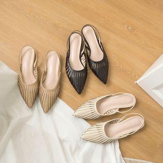 Pointed Block Heel Slingback Sandals