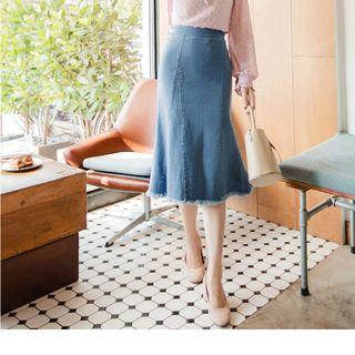 Frayed Edge Denim Mermaid Skirt