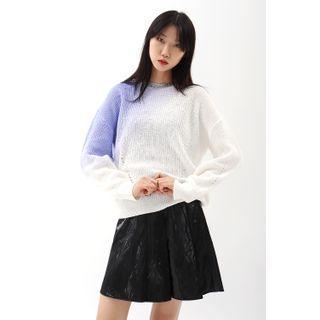 Perforated Gradation Knit Top Blue - One Size