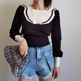 Two Tone Bow Sweater