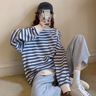Striped Loose-fit Long-sleeve Sweatshirt