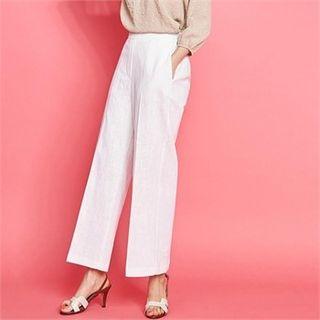 Flat-front Wide-leg Linen Pants