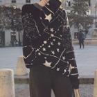 Star Print Sweater Black - One Size