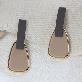 Color Block Dangle Earring 1 Pair - Stud Earrings - Gray & Almond - One Size