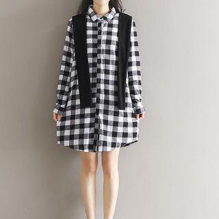 Layered Check Shirtdress