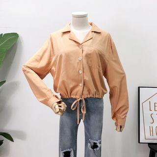 Drawstring-hem Lapel Light Shirt