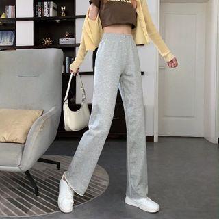 Plain High-waist Shift Pants