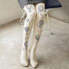 Printed Tights Balloon - White - One Size