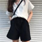 Short-sleeve Notch-lapel Shirt / High-waist Shorts