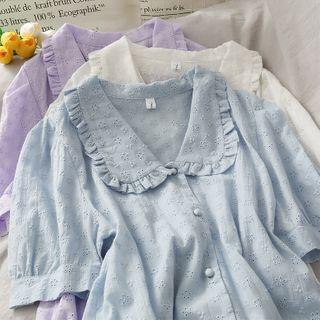 Peter Pan-collar Eyelet Lace Top