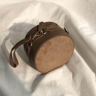 Faux-suede Round Shoulder Bag