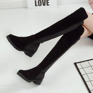 Low Heel Panel Over-the-knee Boots