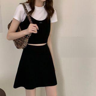 Short-sleeve T-shirt / Cropped Camisole Top / Mini A-line Skirt