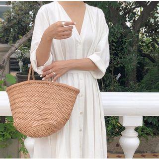Long Sleeve V-neck Shirt Dress