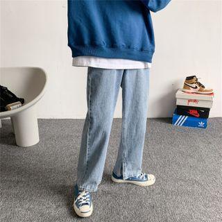High-waist Slit Straight Cut Jeans