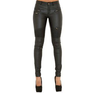 Zip-accent Faux Leather Skinny Pants