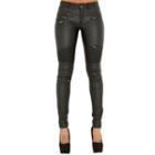 Zip-accent Faux Leather Skinny Pants