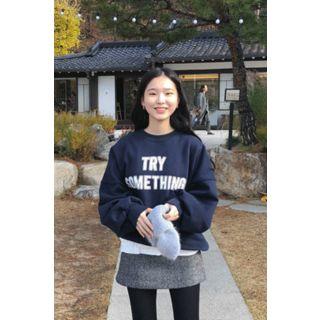 Letter Print Drawcord-hem Sweatshirt