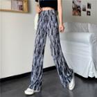 Print Straight Leg Pants Black - One Size