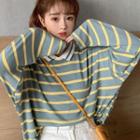 Long-sleeve Striped Collared Top