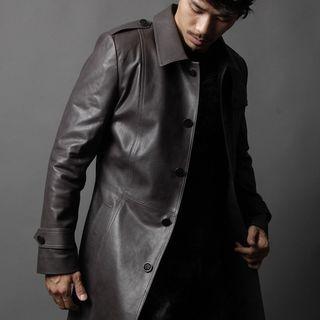 Green Banana Embossed Pleather Coat L