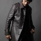 Green Banana Embossed Pleather Coat L