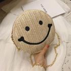 Smiley Face Straw Crossbody Bag