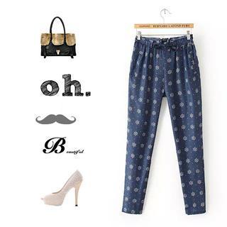 Drawstring Print Pants