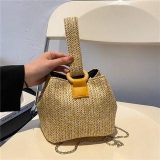 Woven Chain Crossbody Bucket Bag