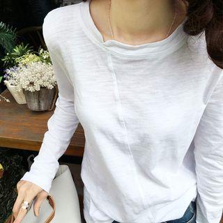 Plain Panel Long-sleeve T-shirt