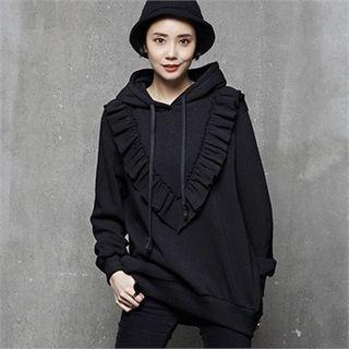 Brushed-fleece Lining Frilled Hoodie
